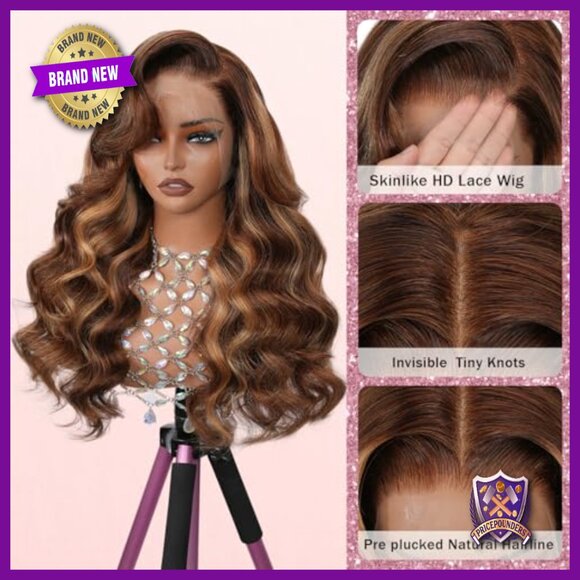 Full Lace Frontal Wig Human Hair 200% Density Body Wave Pre Plucked main image 6